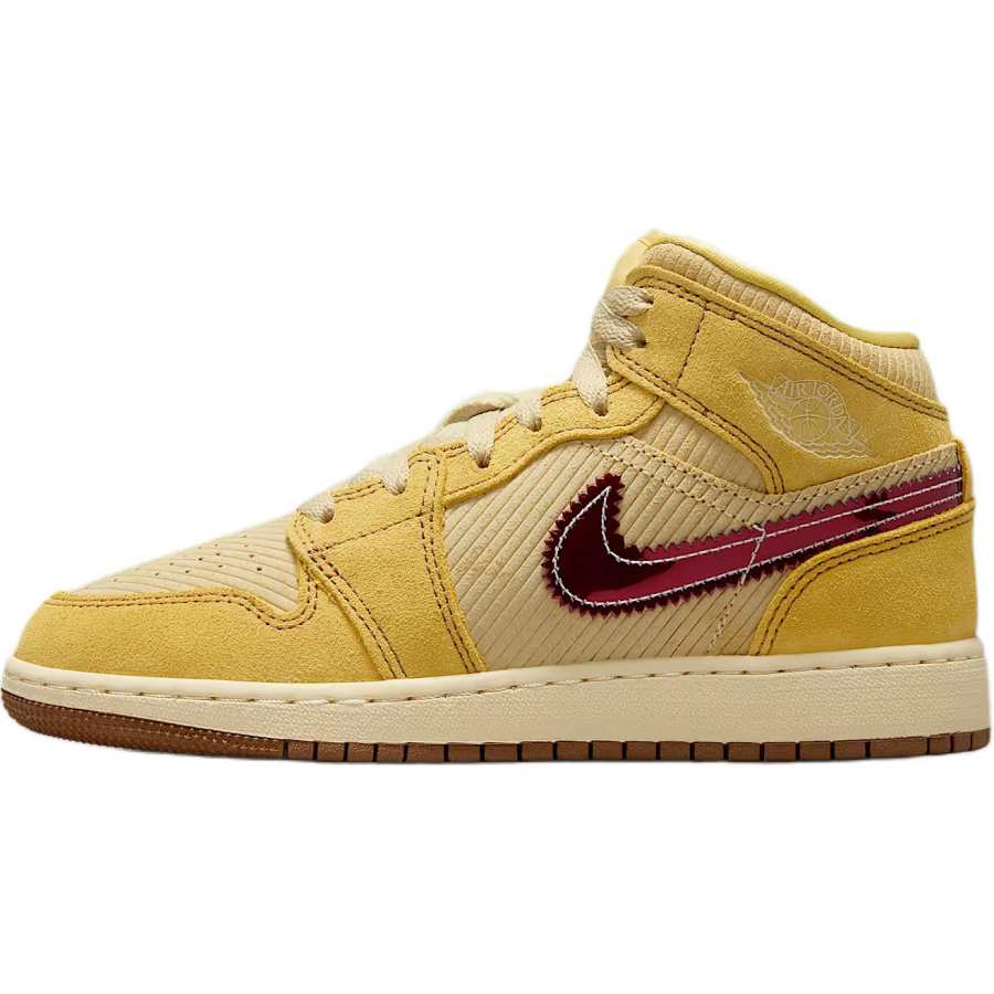 Jordan Jordan Air Jordan 1 Slip Resistant Abrasion Resistant Mid top Basketball Shoes Saturn Gold Unisex