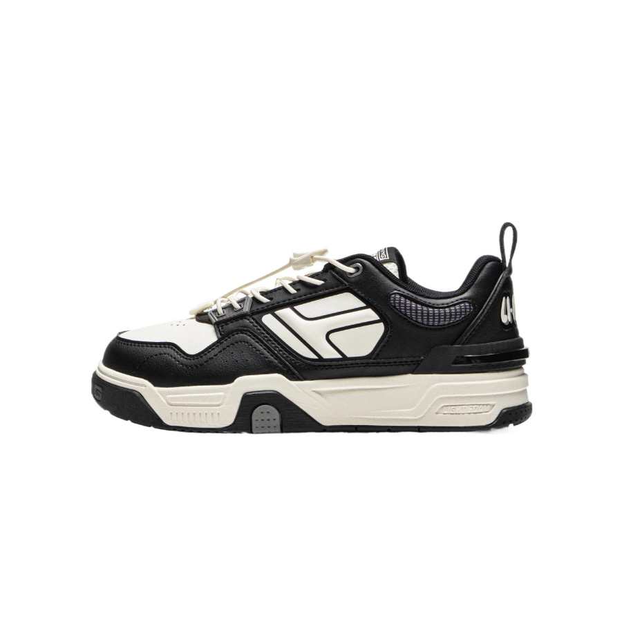Li-Ning YOUNG Li Ning YOUNG SKATE 80S Sports Lifestyle Synthetic Leather Rebound Support Low top Kids Lifestyle Shoes Black/Ivory