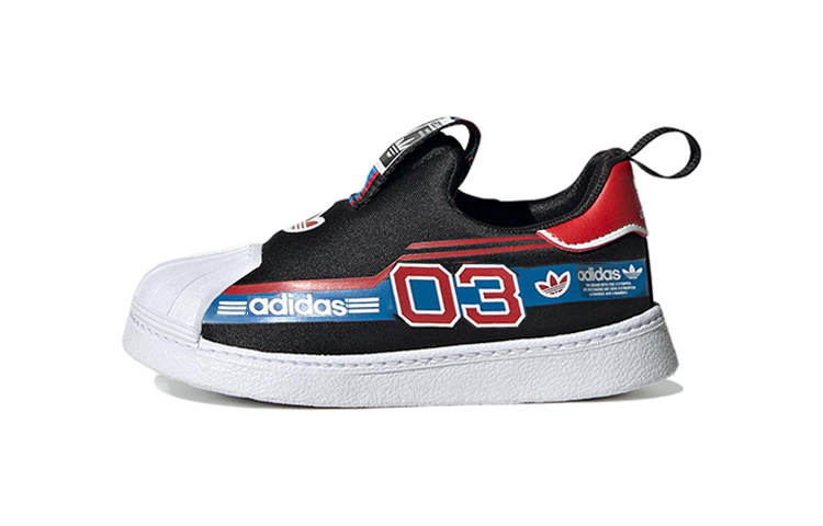 Adidas Originals SUPERSTAR 360 Abrasion Resistant Low top Toddler Shoes Black Red Infant And Toddler