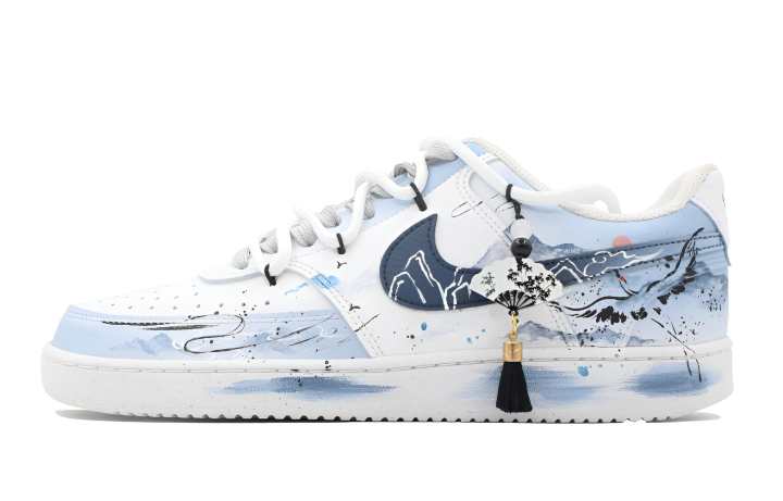 Nike Nike Court Vision 1 White Crane Seeking Wind Leather Slip Resistant Abrasion Resistant Low top Skateboard Shoes Unisex