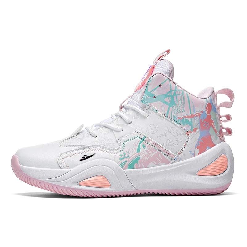 KUDING Synthetic Leather Cushioning Slip Resistant Abrasion Resistant Mid top Basketball Shoes Unisex