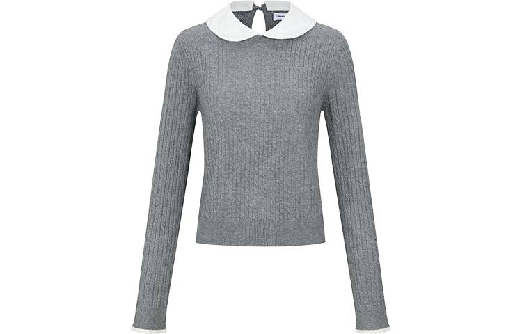 URBAN REVIVO Knitwear Women's Cool Gray Peter Pan Collar Moderate Other