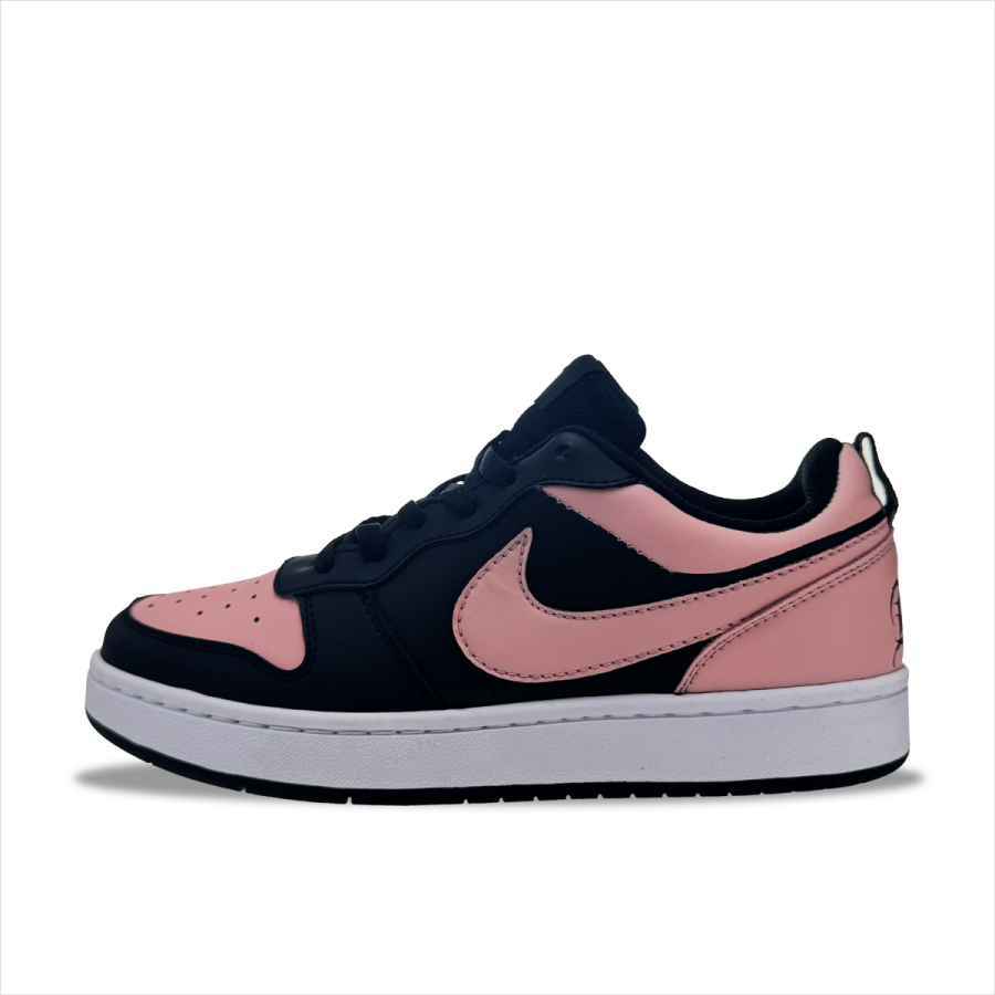 Nike Nike Court Borough Black Pink Toes Leather Slip Resistant Slip Resistant Kids' Skateboarding Shoes Teenagers