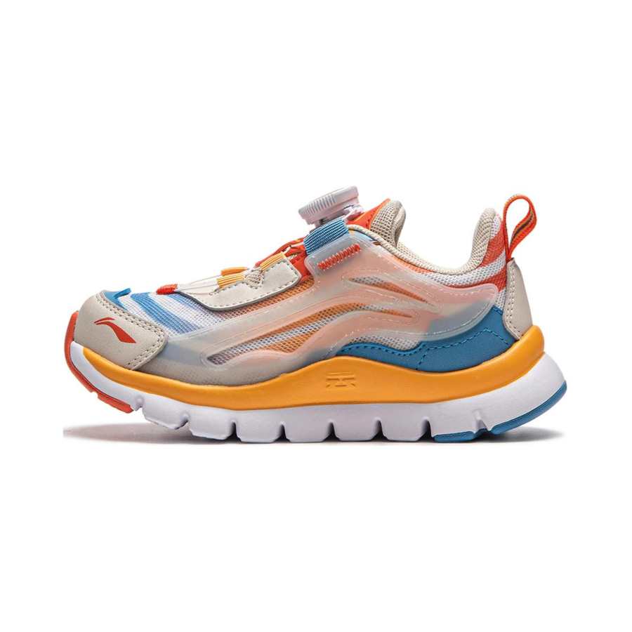 Li-Ning YOUNG Li Ning YOUNG Little Aurora Low top Running Shoes Gray Blue Orange Children Aged 3 7 Years Old