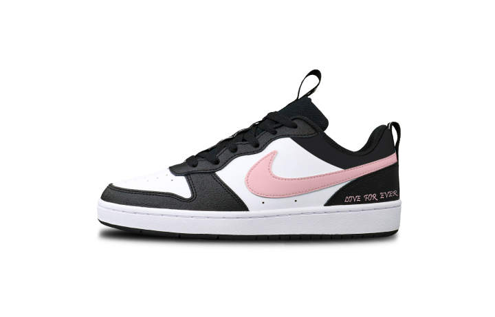 Nike Nike Court Borough 2 Pink Lotion Synthetic Leather Slip Resistant Abrasion Resistant Low top Kids' Skateboarding Shoes