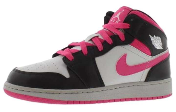 Jordan Jordan 1 Mid Silver Black Vivid Pink GS