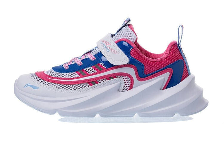 Li-Ning YOUNG Li Ning Big Shark Reflective Low top Running Shoes White Pink Blue Teenagers