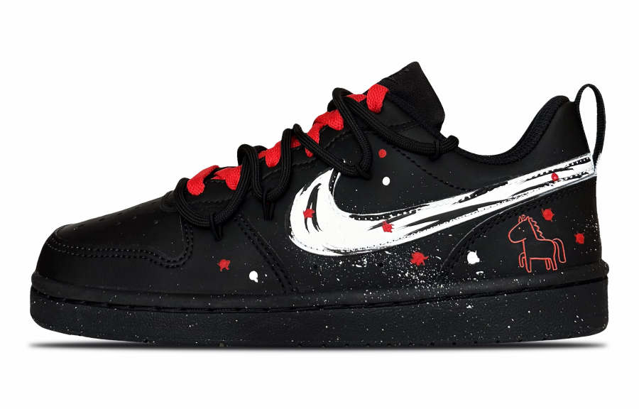 Nike Nike Court Borough Brown Sugar Sachima Leather Low top Kids' Skateboarding Shoes Black Red Teenagers