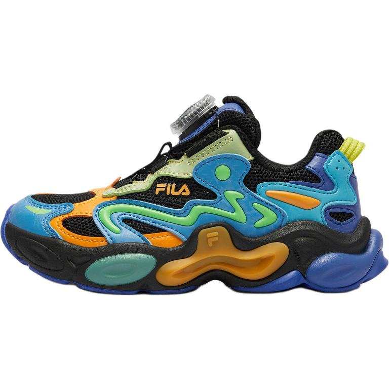 FILA KIDS Slip Resistant Abrasion Resistant Low top Kids' Running Shoes Black/Mabry Blue/Orange/Green