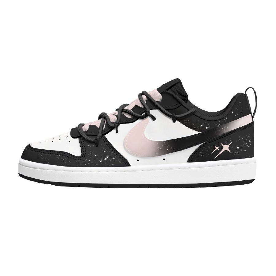 Nike Nike Court Borough Night Cherry Blossom Stars Leather Low top Kids' Skateboarding Shoes Black Pink Teenagers