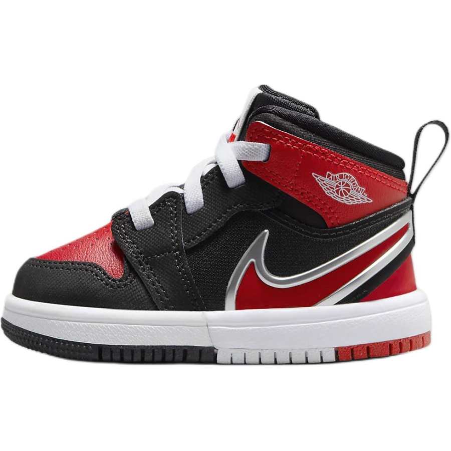 Jordan Jordan Air Jordan 1 Abrasion Resistant Mid top Toddler Shoes Black Red Infant And Toddler