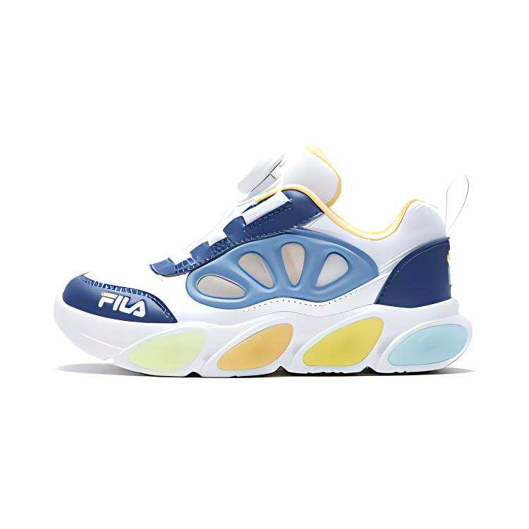 FILA KIDS Fabric Abrasion Resistant Rebound Low top Kids Lifestyle Shoes White Blue Children Aged 3 7 Years Old