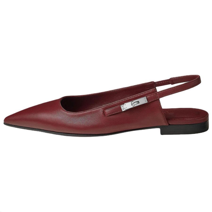 HERMES Lovely Leather Casual Shoes 1cm Women's Hermes Red