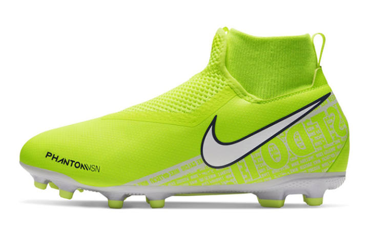 Nike Nike Phantom Vision Slip Resistant Cushioning Abrasion Resistant Mid top Kids' Soccer Shoes Green Kids'