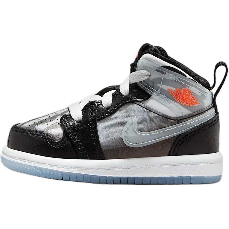 Jordan Jordan Air Jordan 1 Slip Resistant Abrasion Resistant Mid top Toddler Shoes Black Gray Infant And Toddler