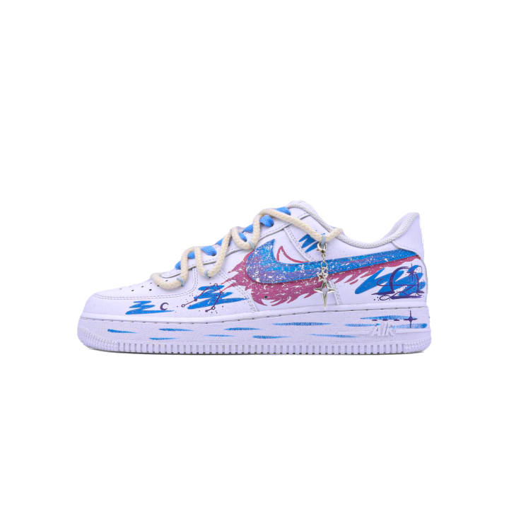 Nike Nike Air Force 1 Libra Low top Kids' Skateboarding Shoes White Blue Pink Unisex