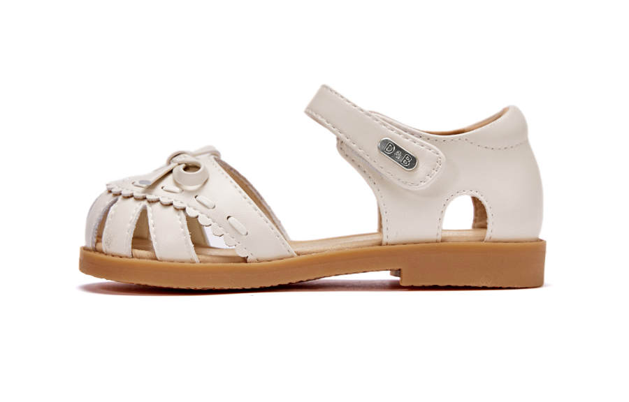 DAVE&BELLA Microfiber Leather Slip Resistant Abrasion Resistant Children's Sandals Ecru Children Aged 3 7 Years Old