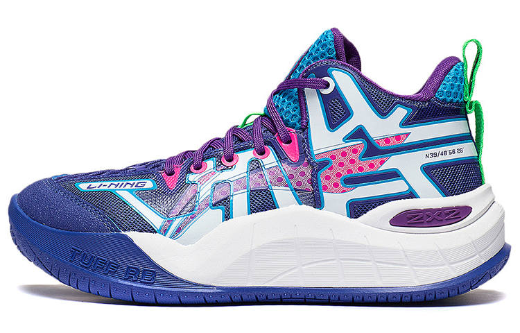 Li-Ning YOUNG Li Ning YOUNG Slip Resistant Abrasion Resistant Mid top Basketball Shoes Blue Unisex