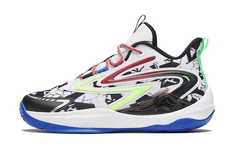 Antakids Synthetic Leather, Textile Cushioning, Wear Resistant Mid top Children's Basketball Shoes White Gray Black