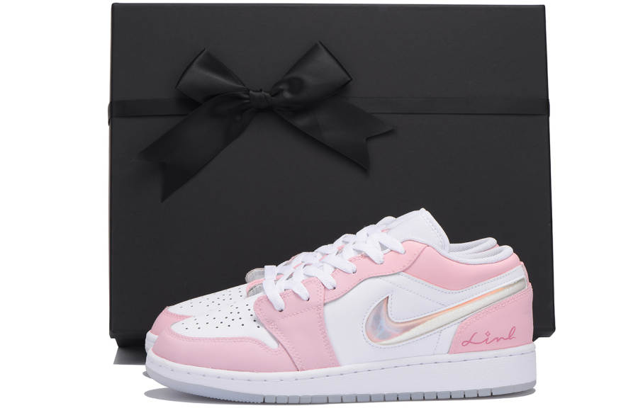 Jordan Jordan Air Jordan 1 Slip Resistant Low top Children's Basketball Shoes Pink Teenagers