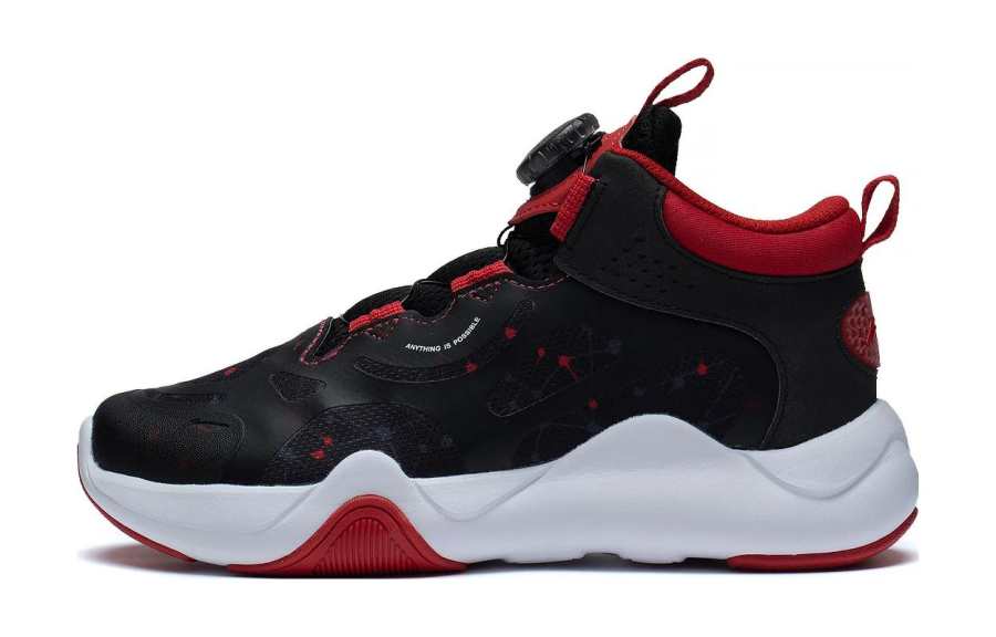 Li-Ning YOUNG Li Ning YOUNG Game Day Slip Resistant, Abrasion Resistant, Breathable Mid top Kids Lifestyle Shoes Black Red Teenagers