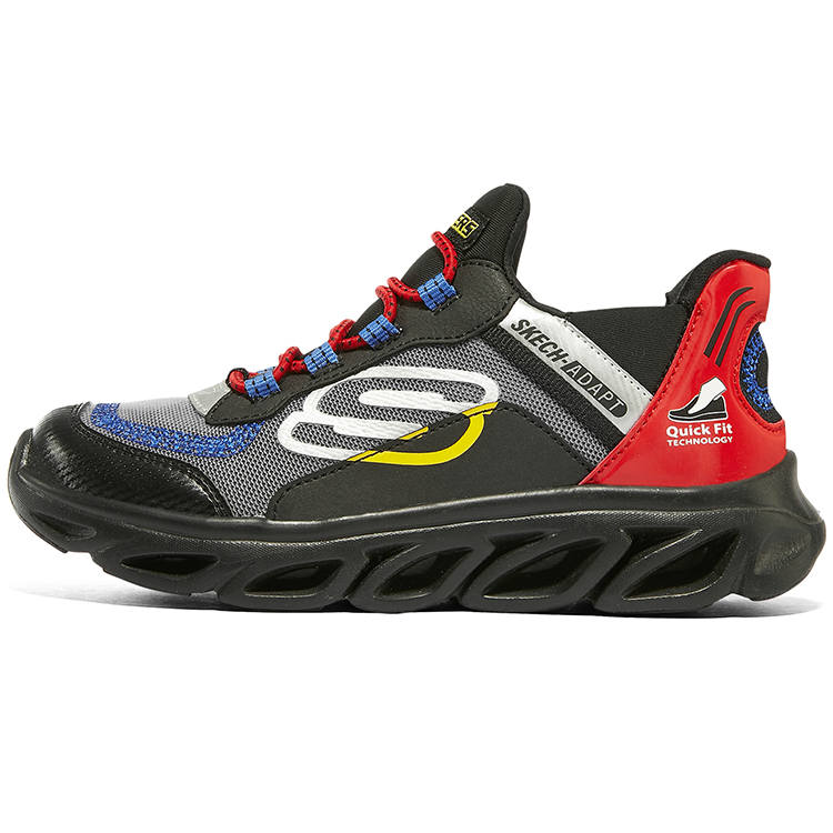 Skechers Synthetic Leather, Textile Slip Resistant Cushioning Abrasion Resistant Low top Kids Lifestyle Shoes Black