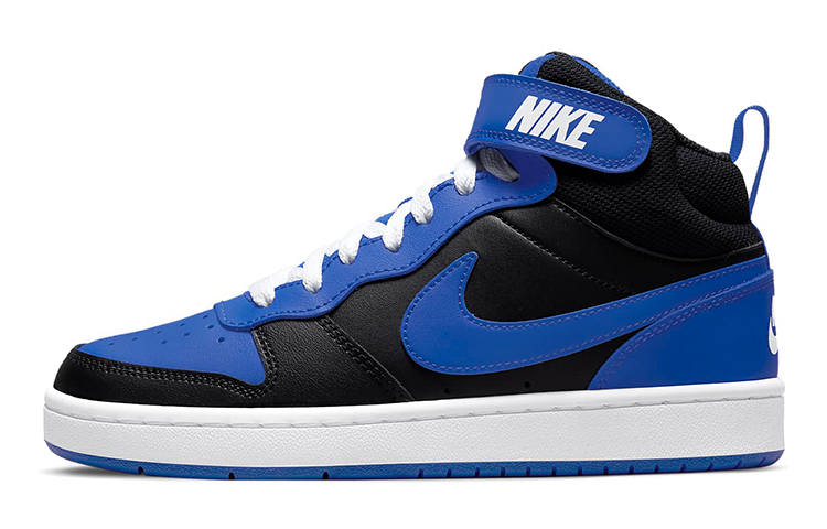 Nike Nike Court Borough 2 Mid Synthetic Leather Abrasion Resistant Mid top Skateboard Shoes Blue Black Unisex