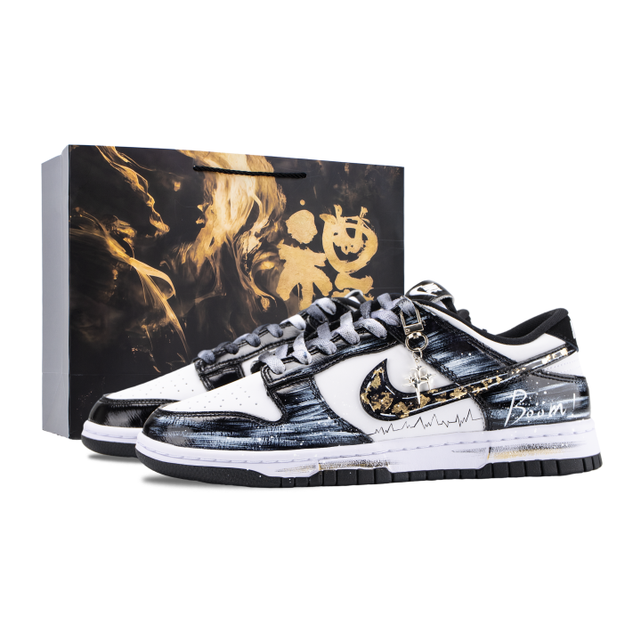Nike Nike Dunk Boom・Star Wave Abrasion Resistant Low top Skateboard Shoes Unisex Black Gold