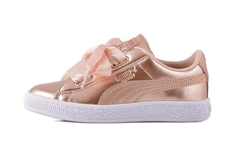 PUMA Basket Collection Heart Lunar Lux Cadet Casual Low top Kids' Skateboarding Shoes Gold Children Aged 3 7 Years Old