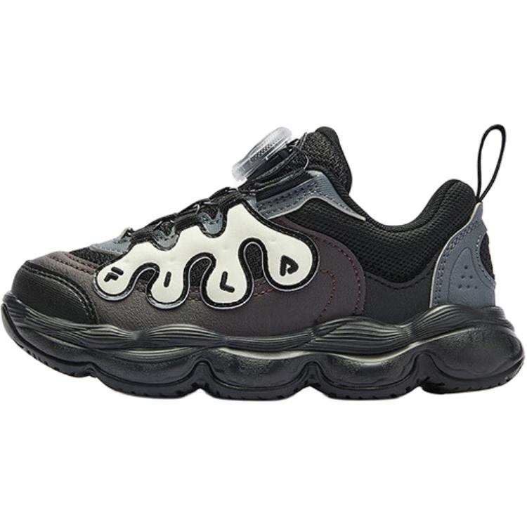 FILA KIDS BOA Slip Resistant Abrasion Resistant Low top Children's Basketball Shoes Black Purple