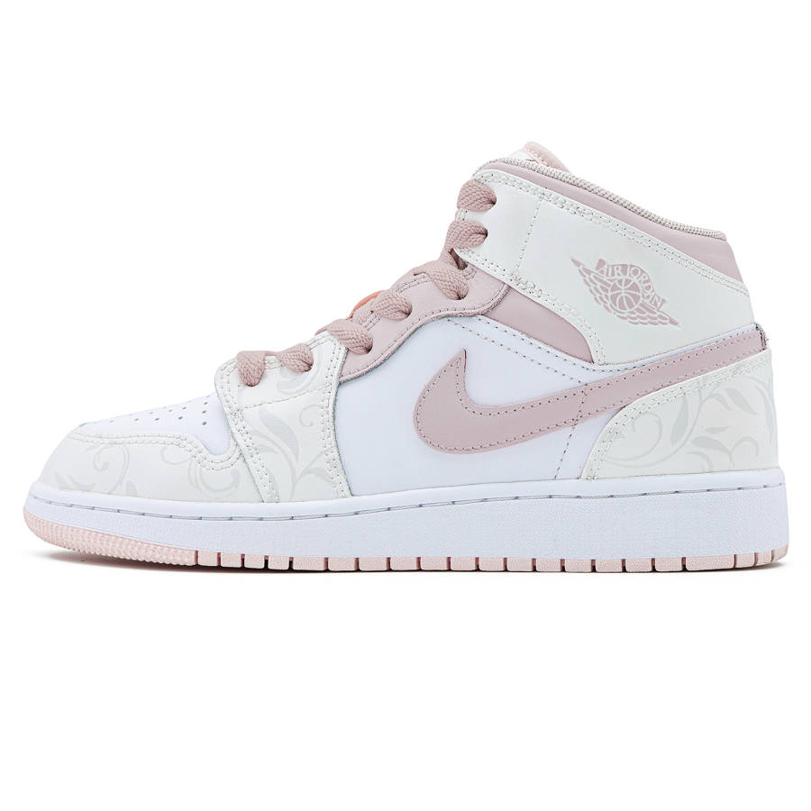 Jordan Jordan Air Jordan 1 Abrasion Resistant Mid top Children's Basketball Shoes Pink Teenagers
