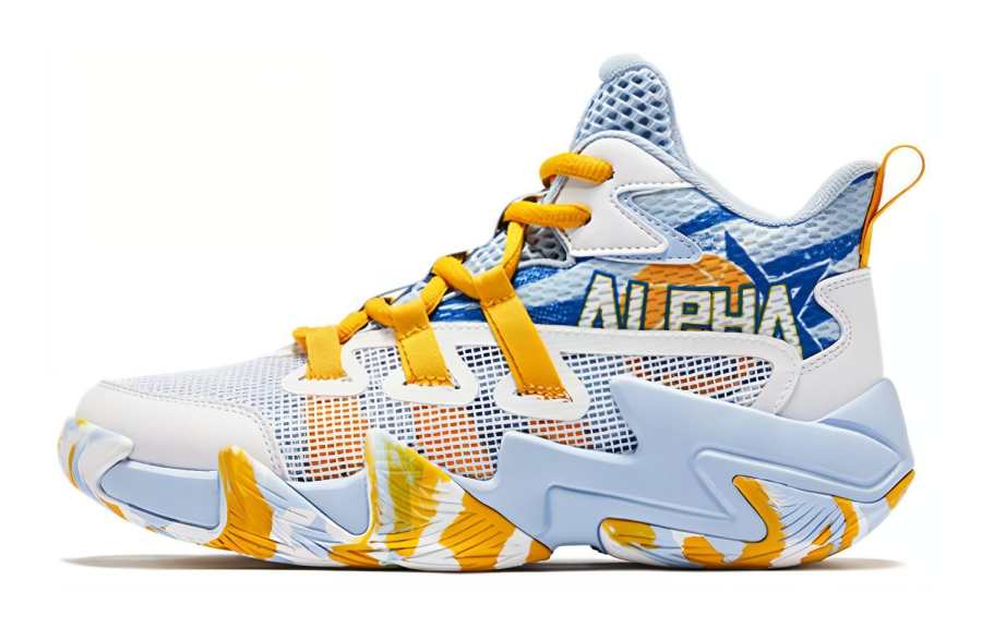 QIAODAN Slip Resistant Cushioning Low top Basketball Shoes Blue White Teenagers