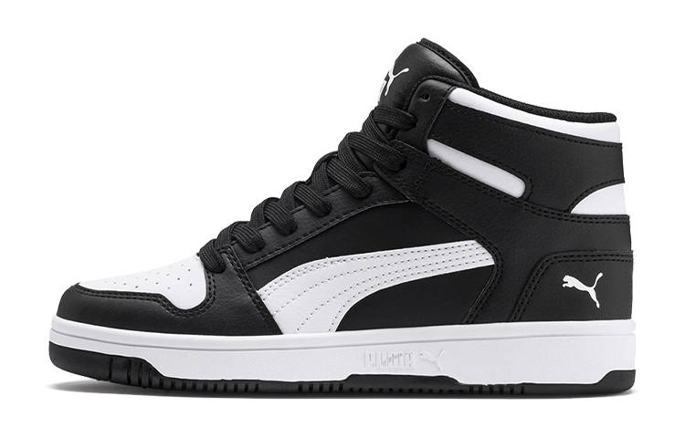 PUMA REBOUND Lay Up SI Synthetic Leather High top Kids' Skateboarding Shoes Black White