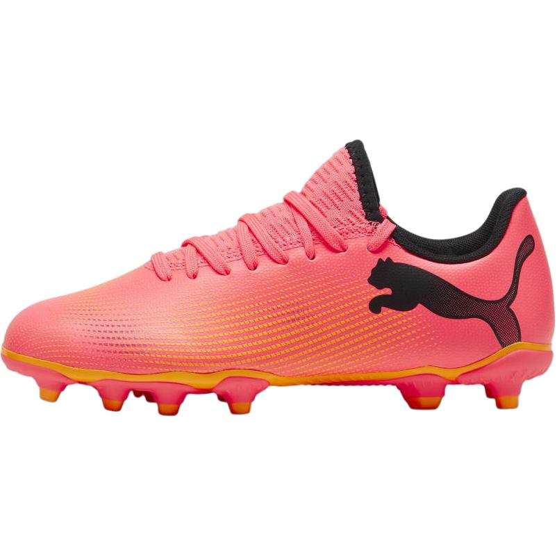 PUMA FUTURE 7 PLAY FG/AG Slip Resistant Low top Kids' Soccer Shoes Pink Black Teenagers