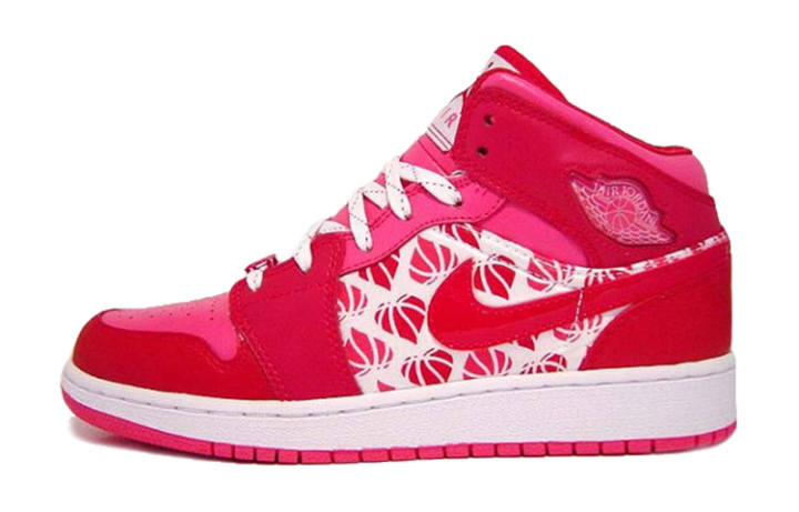 Jordan Jordan Air Jordan 1 Premium 'Valentine's Day' Synthetic Leather Slip Resistant Cushioning Abrasion Resistant Mid top
