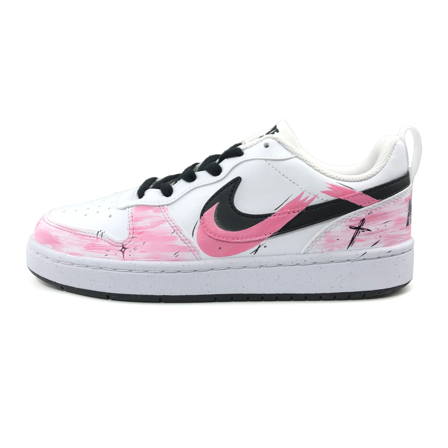Nike Nike Court Borough Low top Kids' Skateboarding Shoes Black White Pink Teenagers