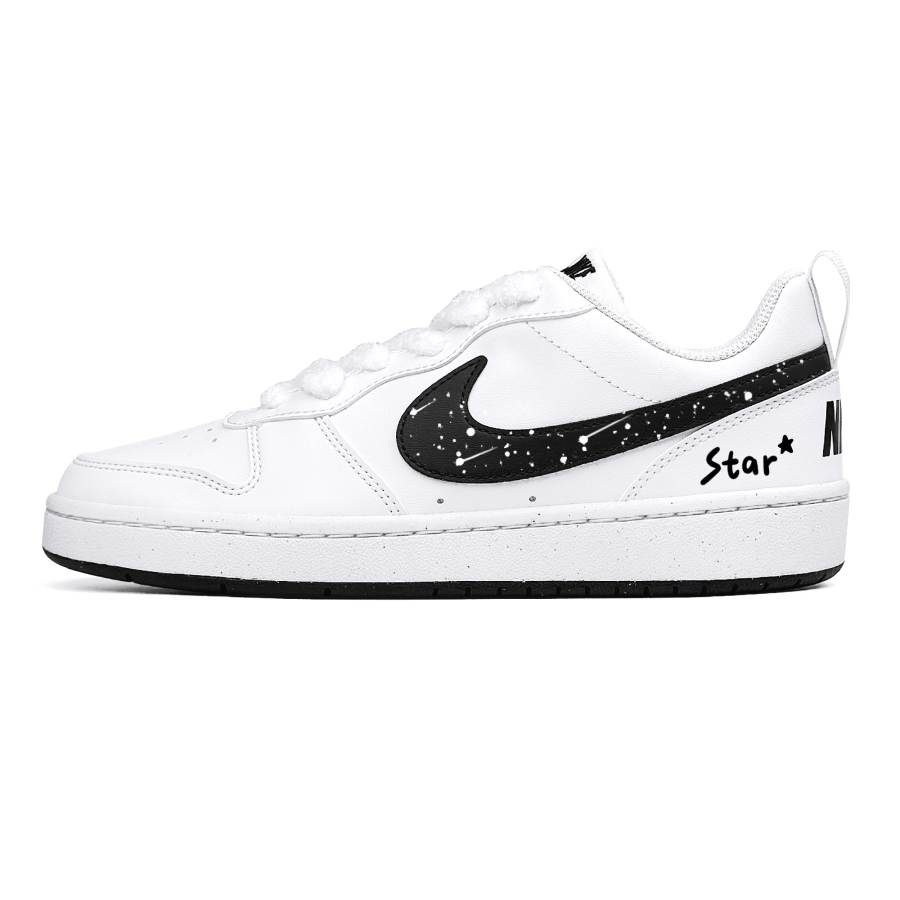 Nike Nike Court Borough Elegant Galaxy Low top Skateboard Shoes Black White Kids'