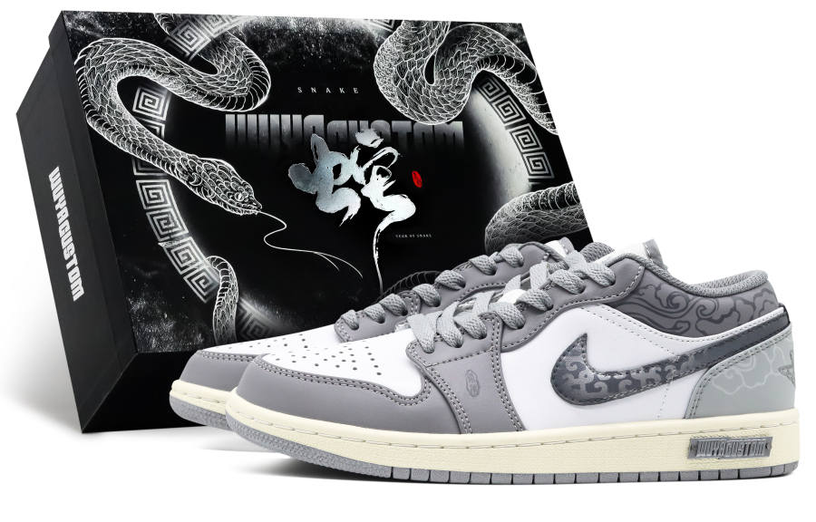 Jordan Jordan Air Jordan 1 Leather Low top Children's Basketball Shoes Gray White Teenagers
