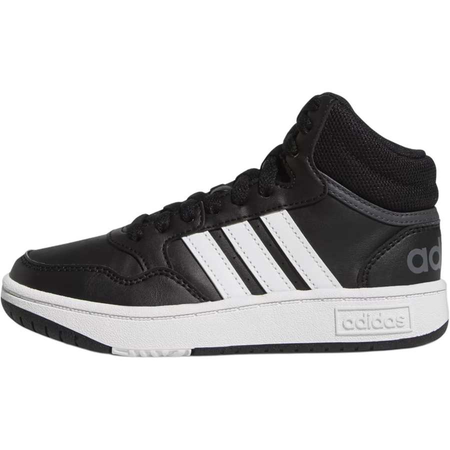 Adidas Neo Hoops Mid K Synthetic Leather Casual Abrasion Resistant Mid top Kids' Skateboarding Shoes Black Kids'
