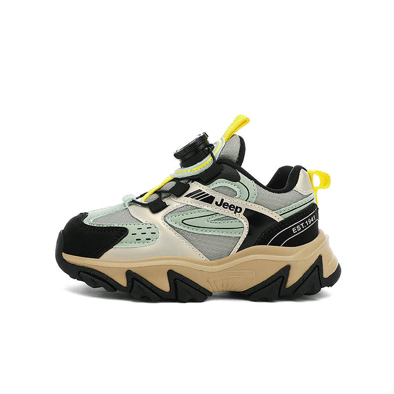 Jeep Running Collection Cushioning Breathable Cushioning Breathable Low top Running Shoes Black Green Kids'