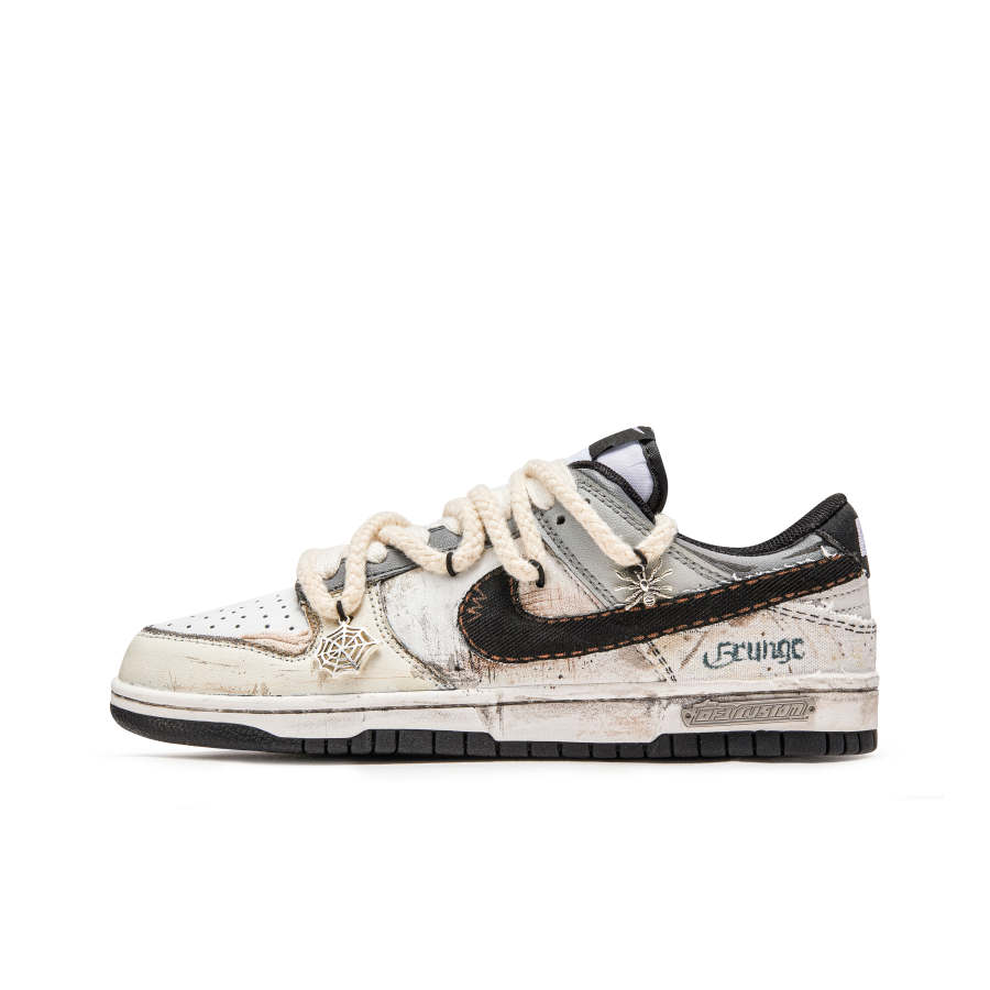 Nike Nike Dunk 'Black' Slip Resistant Lightweight Cushioning Low top Kids' Skateboarding Shoes Ecru Teenagers