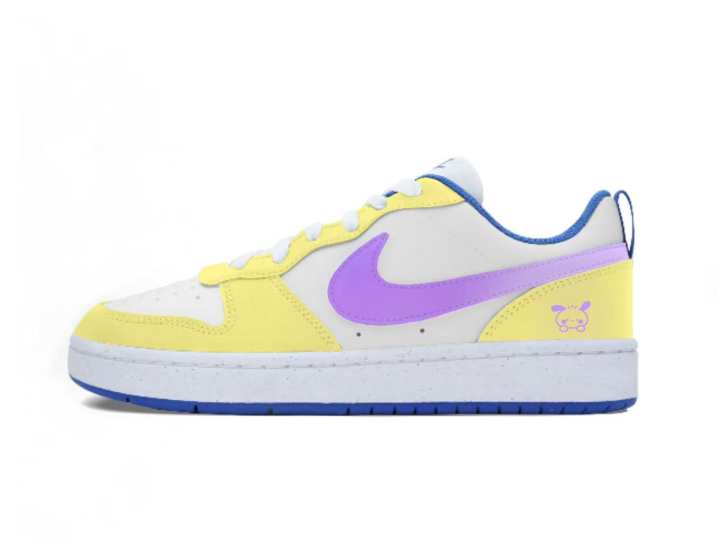 Nike Nike Court Borough Low Showy Custom, Honey Yellow Purple Taro Bear PU Polyurethane Low top