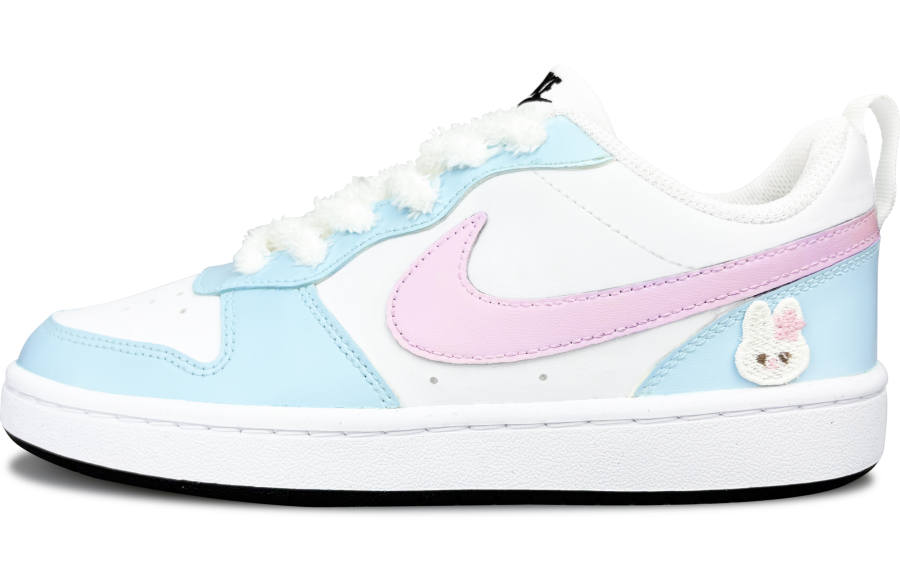 Nike Nike Court Borough Sweet Bunny Song Synthetic Leather Abrasion Resistant Low top Skateboard Shoes Blue Pink Kids'