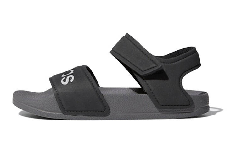 Adidas Neo Adilette Synthetic Leather Minimalist Style Children's Sandals Black Gray Kids'