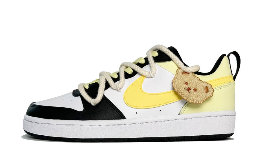 Nike Nike Court Borough Slowpoke Bear Leather Low top Kids' Skateboarding Shoes Yellow White Teenagers