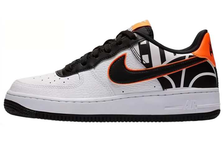 Nike Nike Air Force 1 LV8 Low top Skateboard Shoes White Black Orange Unisex