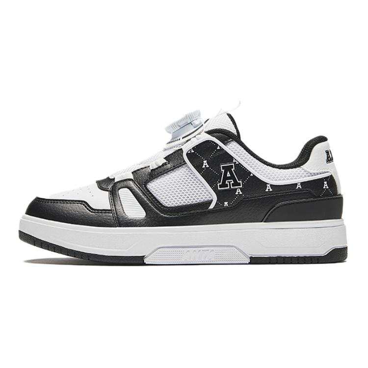 Antakids Synthetic Leather Abrasion Resistant Slip Resistant Low top Skateboard Shoes Black White Teenagers