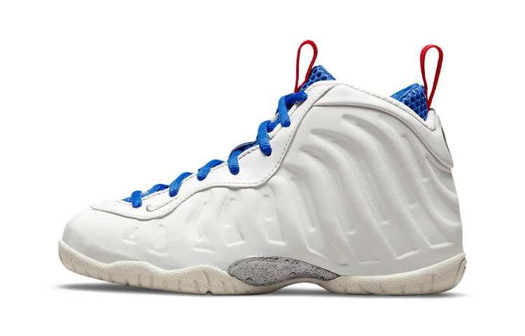 Nike Nike Foamposite One Little Posite Oneb Mid top Vintage Basketball Shoes White Blue Red Children Aged 3 7 Years Old