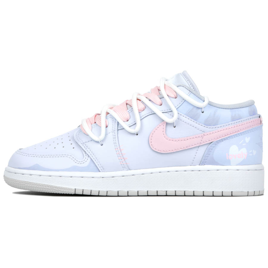 Jordan Jordan Air Jordan 1 Cobalt Bliss Slip Resistant Abrasion Resistant Low top Children's Basketball Shoes Pink Purple