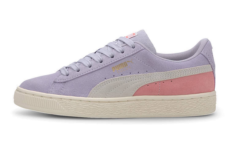 PUMA Suede Classic Casual Low top Kids' Skateboarding Shoes Khaki/Purple/Pink Teenagers